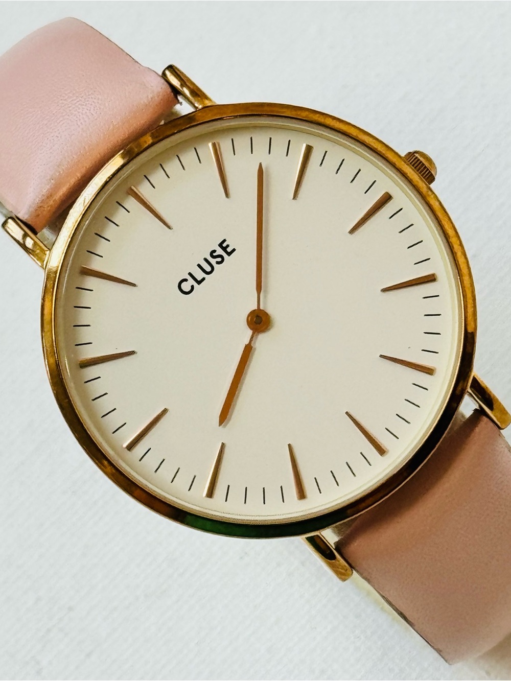 Cluse La Boheme 38mm Women's Rose Gold Blush Pink Leather White Dial